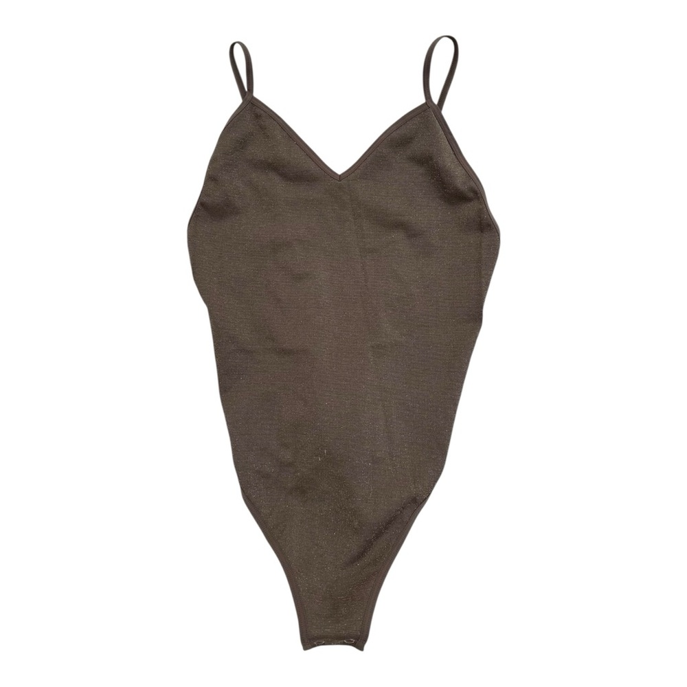 Unbranded Brown Shimmer Spaghetti Strap Bodysuit - XS